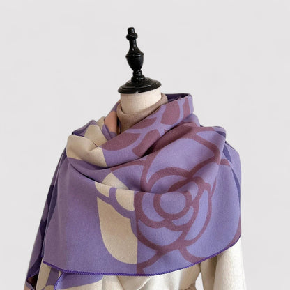 Ancien | Women's Floral Double-sided Cashmere Pashmina Scarf