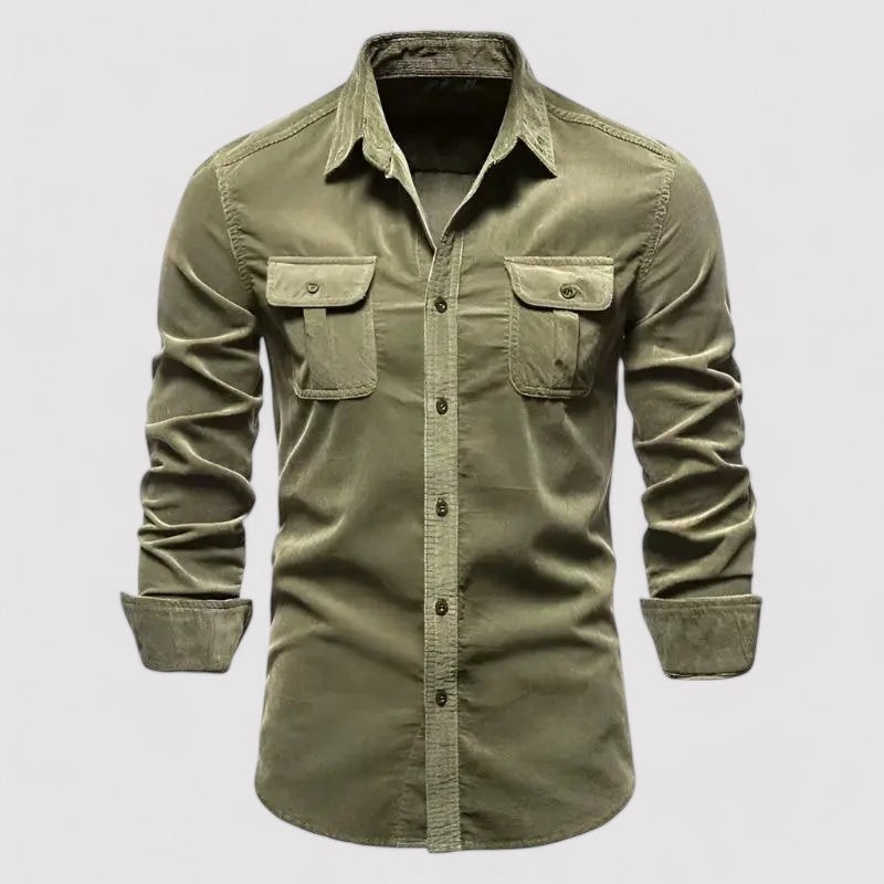 Ancien | Men's Casual Business Corduroy Shirt - Cross & Crown