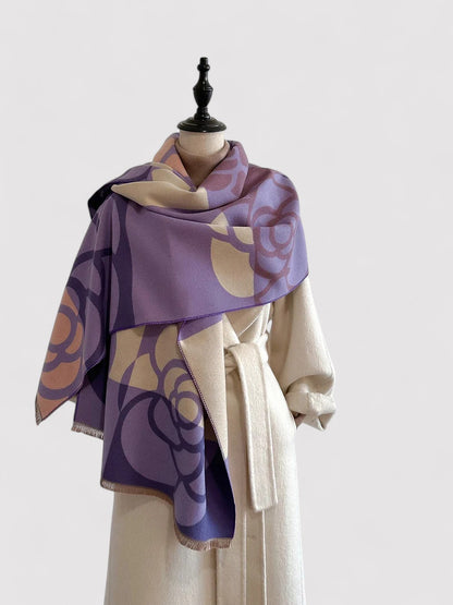 Ancien | Women's Floral Double-sided Cashmere Pashmina Scarf