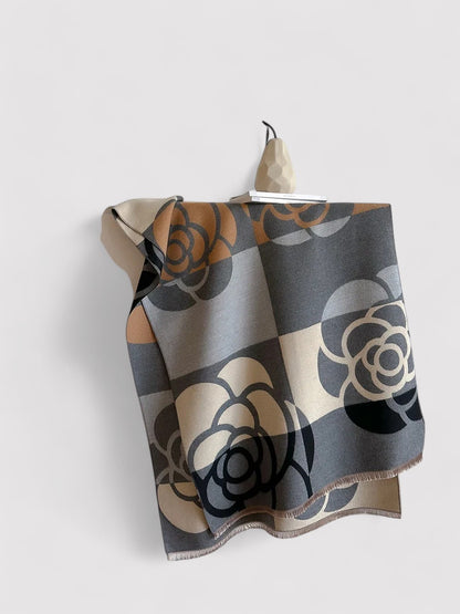 Ancien | Women's Floral Double-sided Cashmere Pashmina Scarf