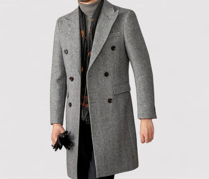 Ancien | Men's Wool Winter Coat with Double-Breasted Collar