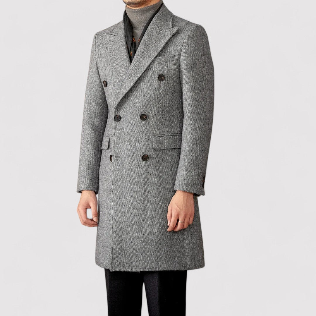 Ancien | Men's Wool Winter Coat with Double-Breasted Collar