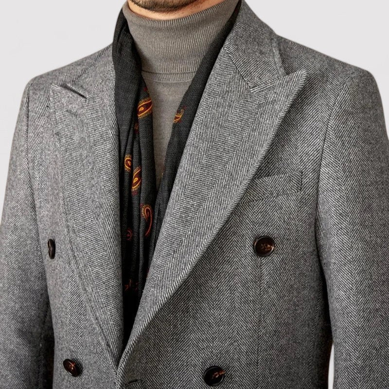 Ancien | Men's Wool Winter Coat with Double-Breasted Collar