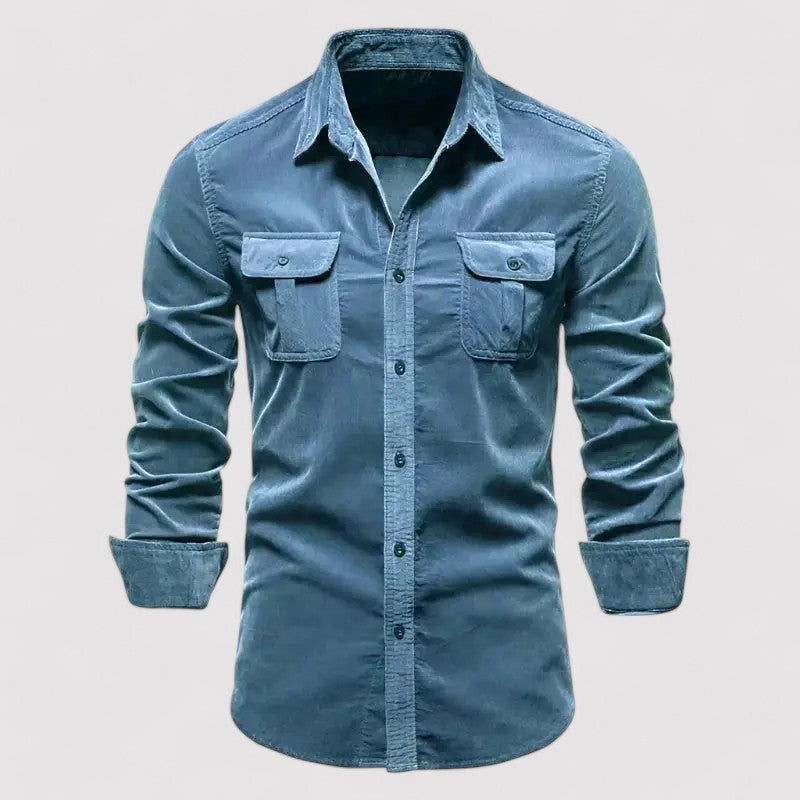 Ancien | Men's Casual Business Corduroy Shirt - Cross & Crown