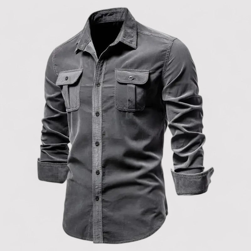 Ancien | Men's Casual Business Corduroy Shirt - Cross & Crown