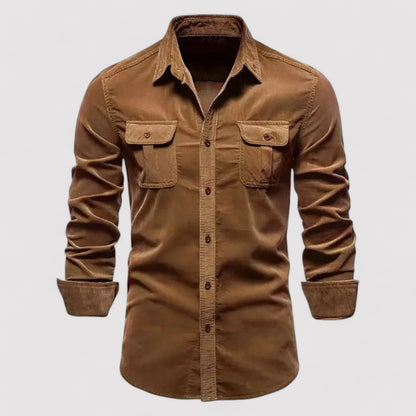 Ancien | Men's Casual Business Corduroy Shirt - Cross & Crown