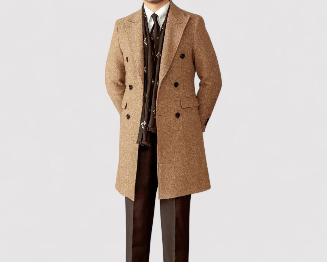 Ancien | Men's Wool Winter Coat with Double-Breasted Collar