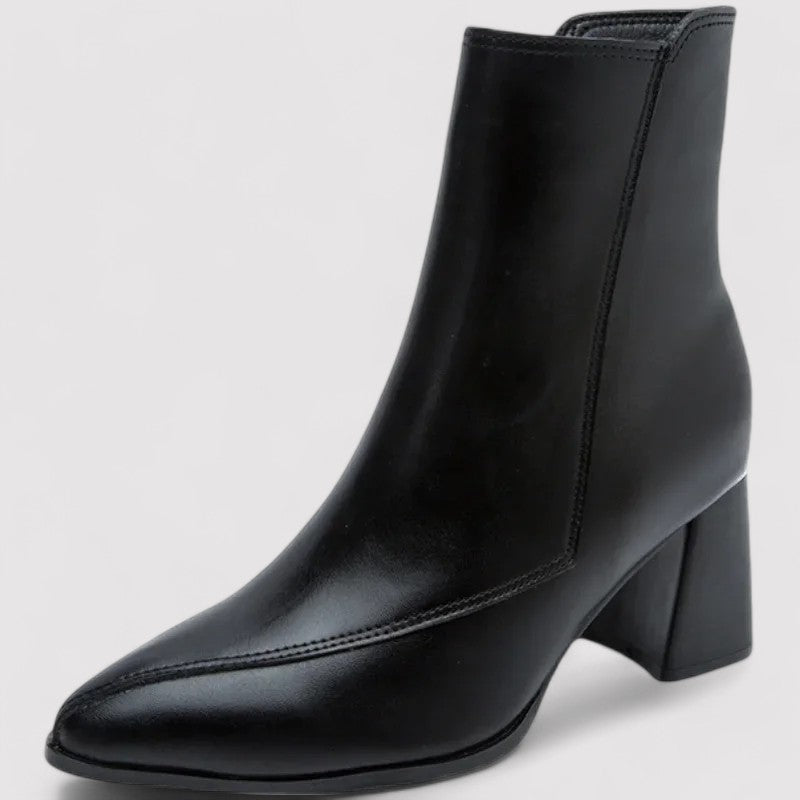 Ancien | Women's Classic Ankle Boots Block Heel Side Zip