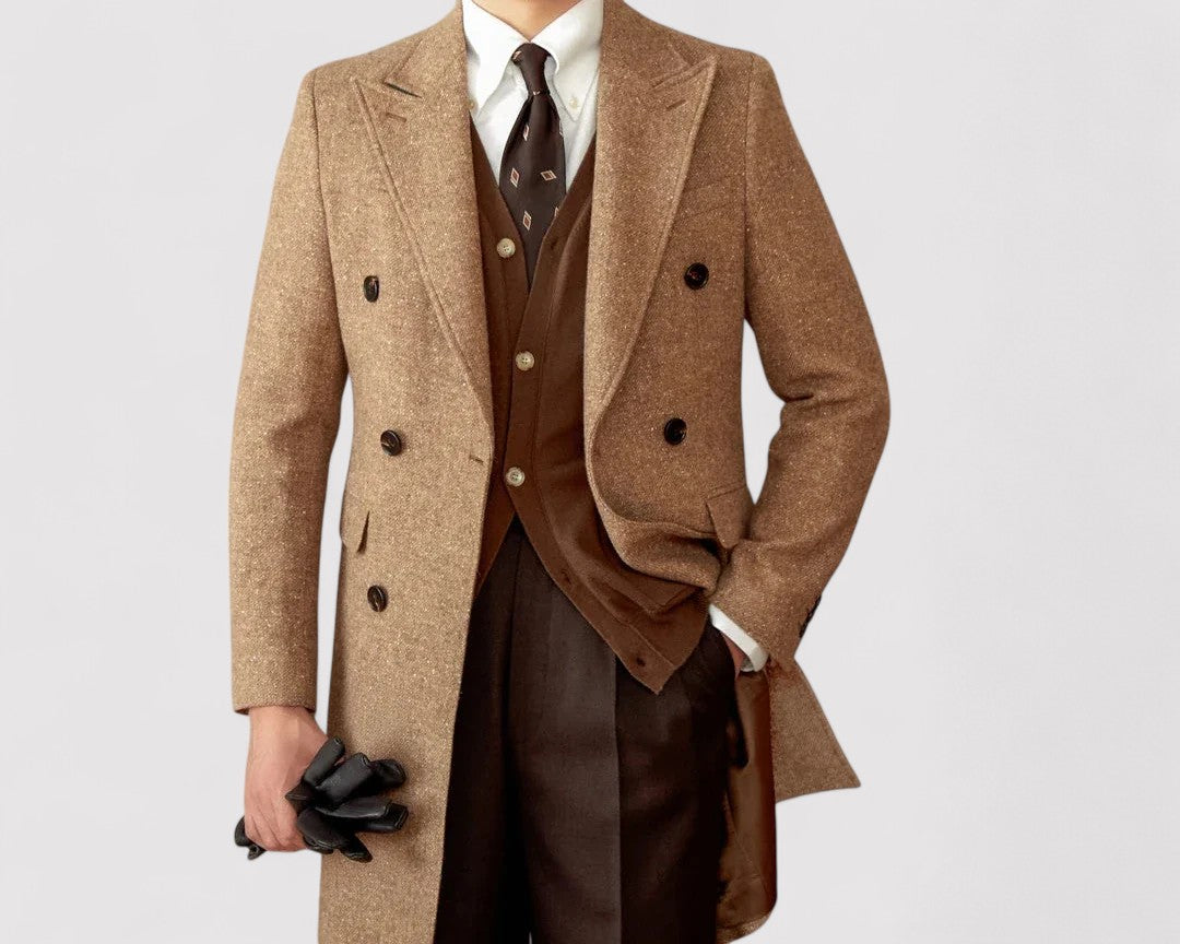 Ancien | Men's Wool Winter Coat with Double-Breasted Collar