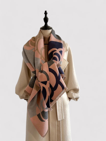 Ancien | Women's Floral Double-sided Cashmere Pashmina Scarf