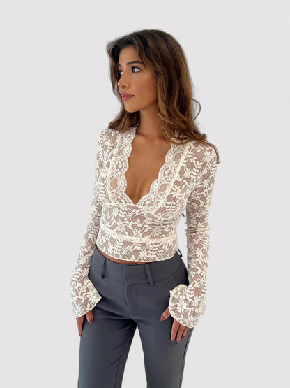 Ancien | Mesh Lace Long Sleeve Top