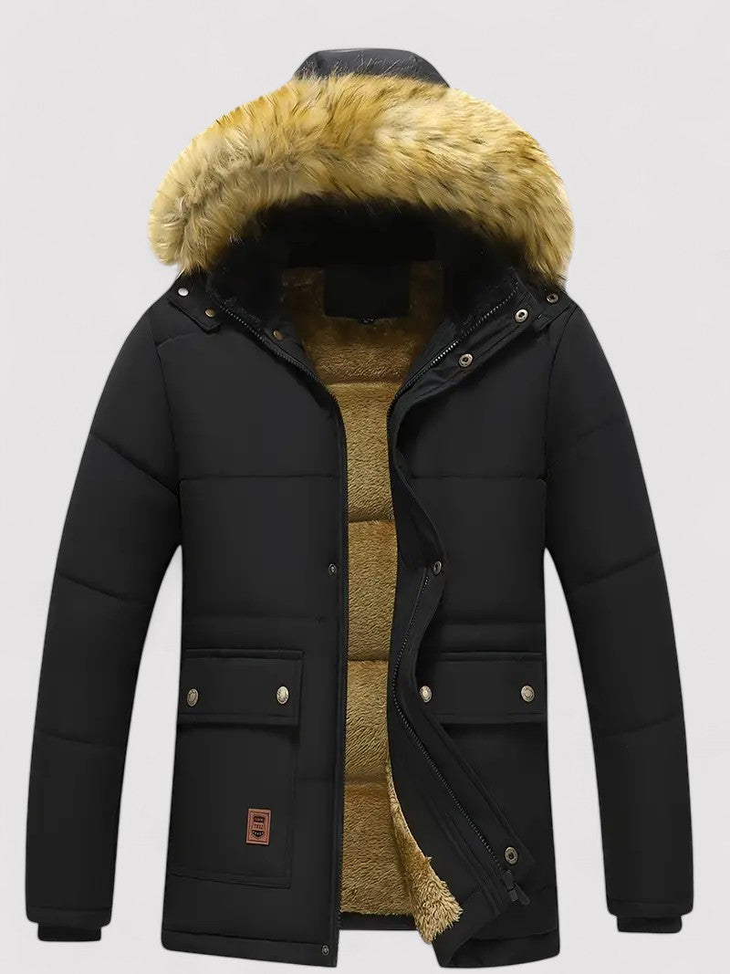 Ancien | Men's Plush-lined Winter Coat with Detachable Hood