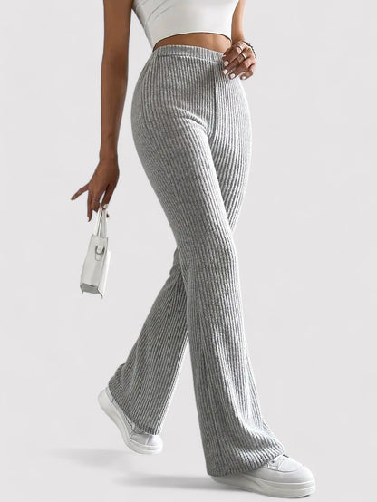 Ancien | Ribbed Flare Leg Trousers with High Waist