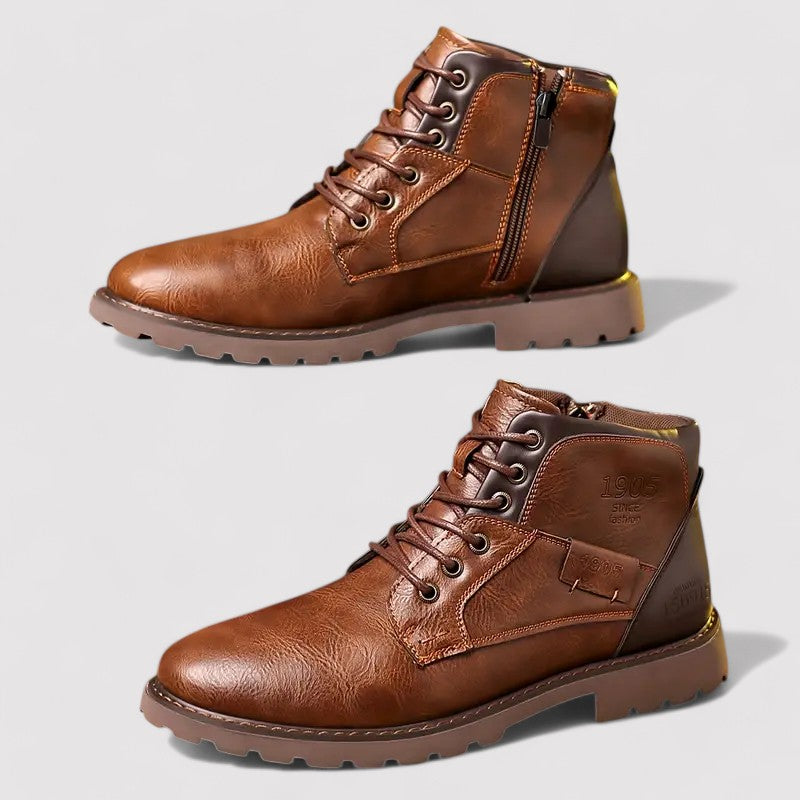 Ancien | Men’s Leather Boots with Zip-up Closure