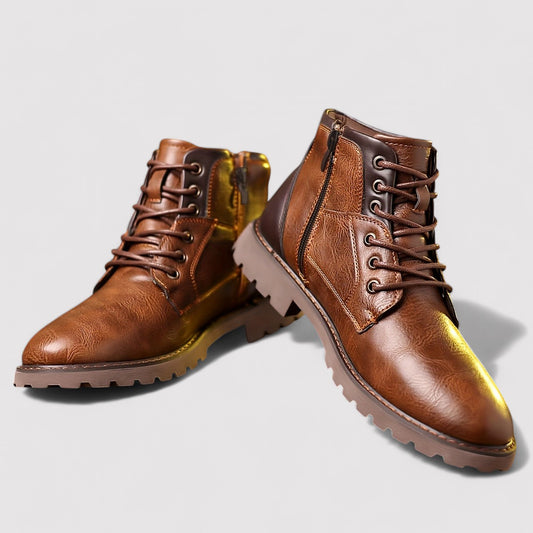 Ancien | Men’s Leather Boots with Zip-up Closure